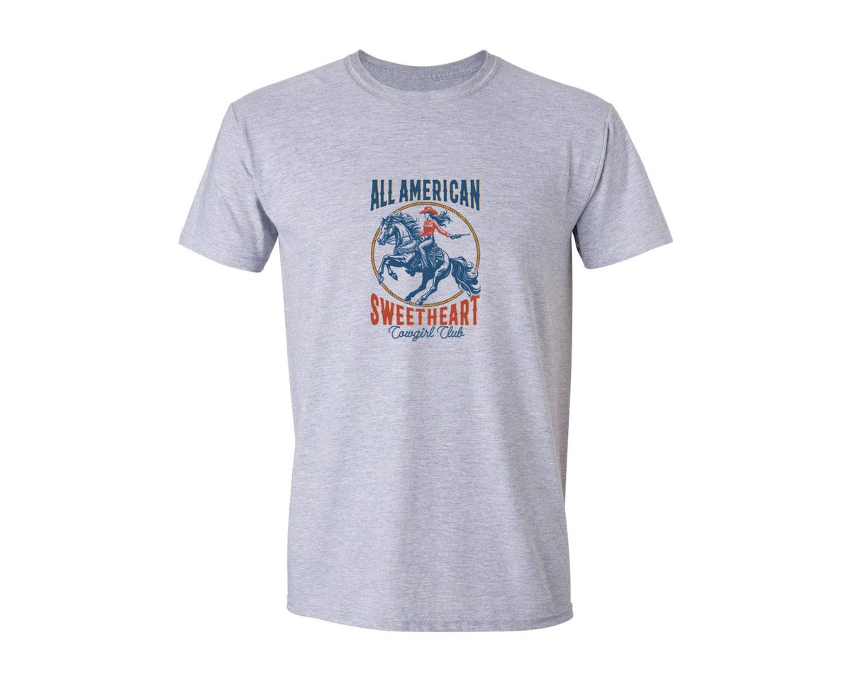 brand:Generic|color:Sports Grey / Athletic Heather|All American Sweetheart Cowgirl Graphic T-Shirt