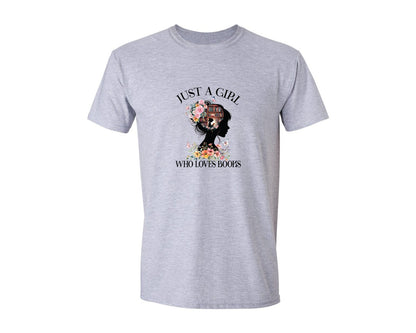 brand:Generic|color:Sports Grey / Athletic Heather|Just A Girl Who Loves Book 2 Graphic T-Shirt