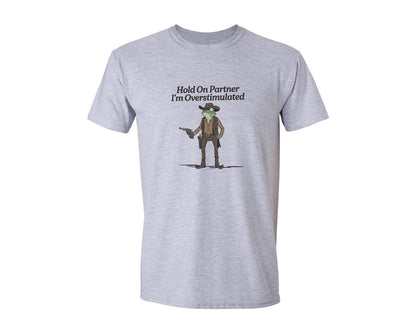 brand:Generic|color:Sports Grey / Athletic Heather|Overstimulated Cowboy Frog Graphic T-Shirt