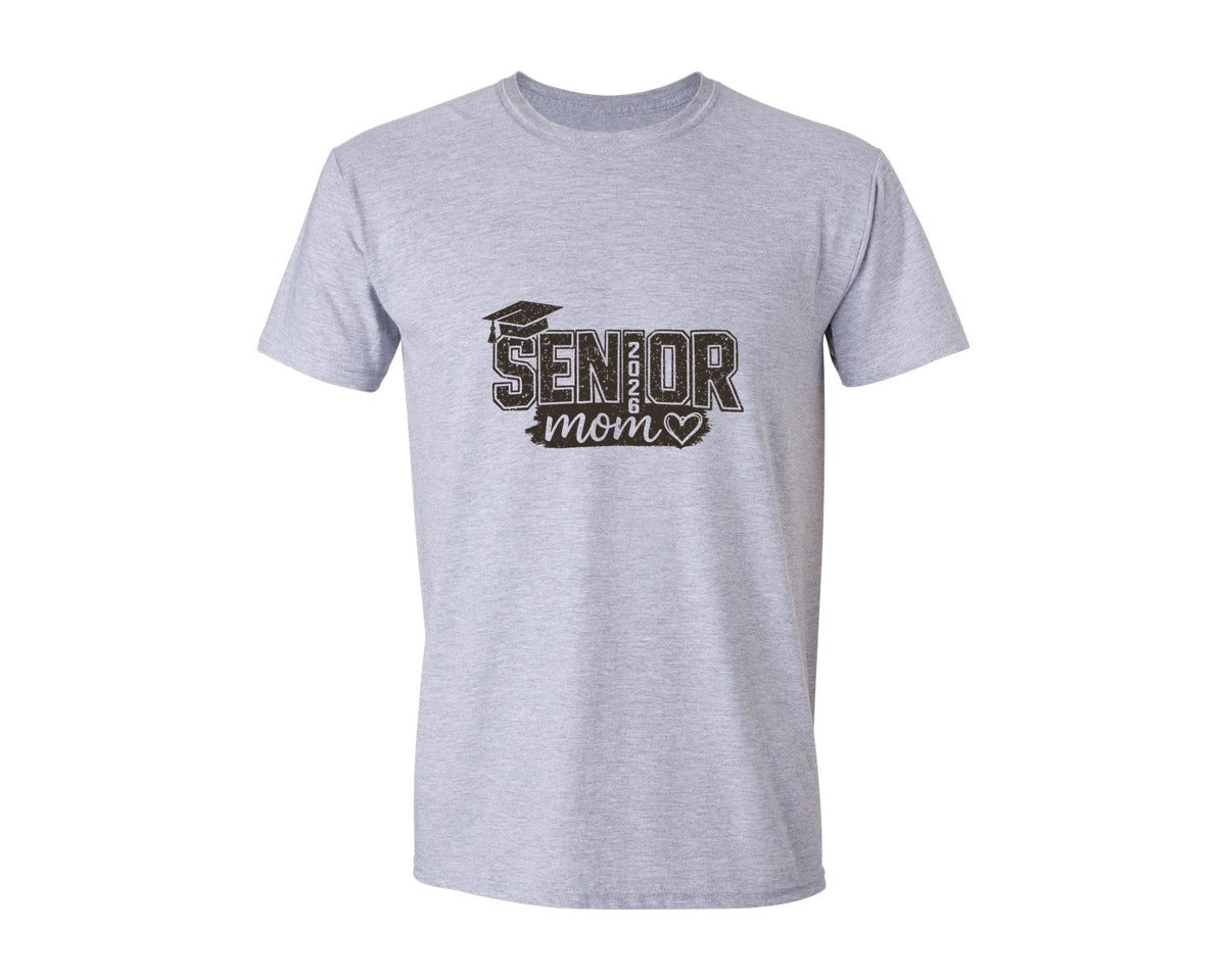 brand:Generic|color:Sports Grey / Athletic Heather|Distressed Senior Mom 2026 Design Graphic T-Shirt