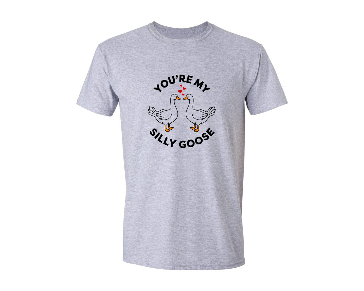 brand:Generic|color:Sports Grey / Athletic Heather|Silly Goose Valentine Goose Graphic T-Shirt