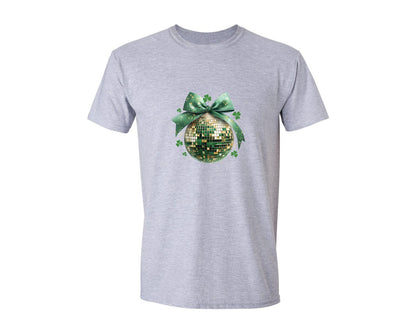 brand:Generic|color:Sports Grey / Athletic Heather|St Patricks Day Disco Ball Coquette Bow 6 Graphic T-Shirt