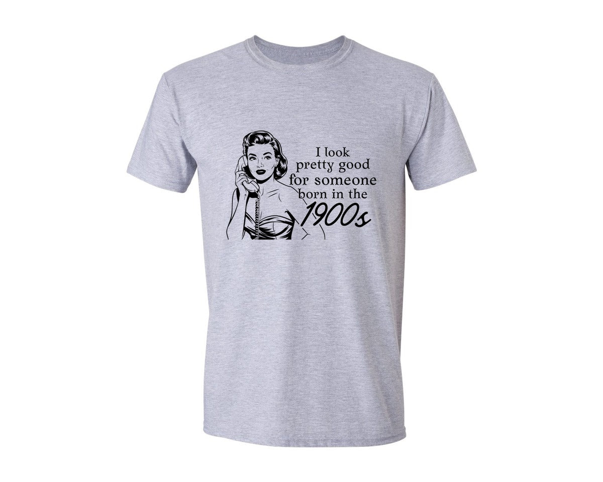 brand:Generic|color:Sports Grey / Athletic Heather|Born In The 1900S Shirt Design Graphic T-Shirt