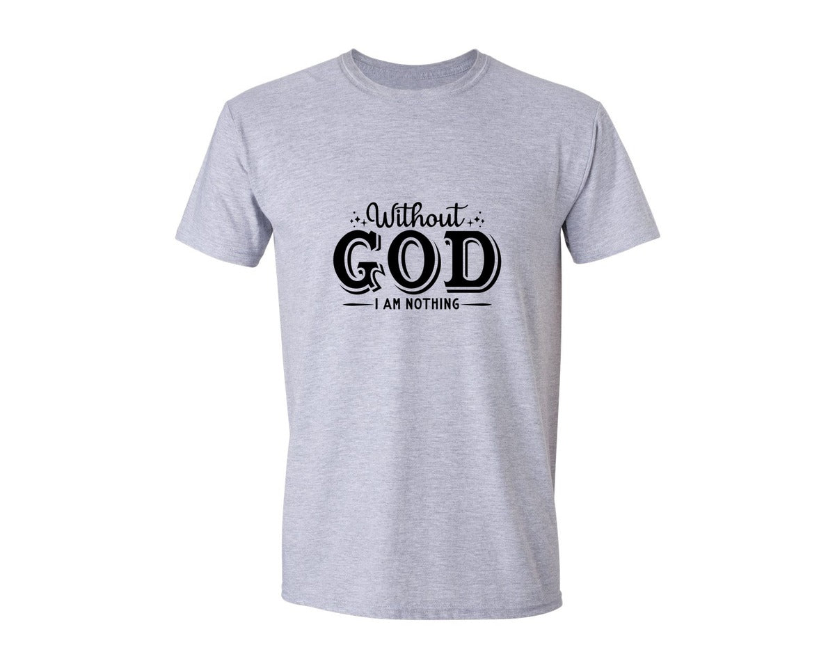 brand:Generic|color:Sports Grey / Athletic Heather|Christian Without God I Am Nothing Graphic T-Shirt