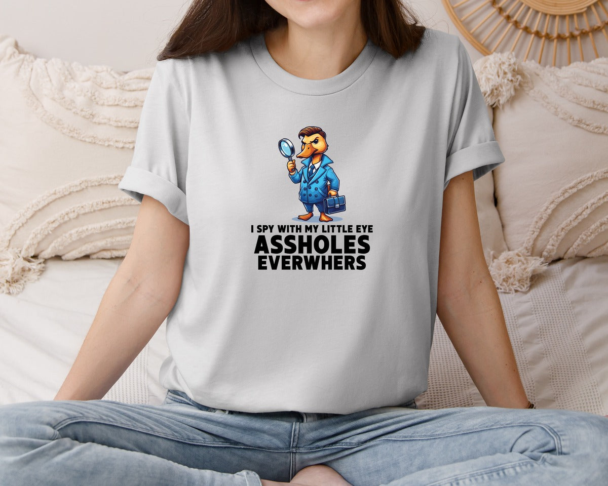 brand:Bella Canvas|color:Sports Grey / Athletic Heather|Spy With My Little Eye Assholes Graphic T-Shirt