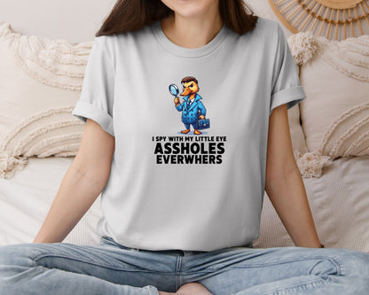 brand:Bella Canvas|color:Sports Grey / Athletic Heather|Spy With My Little Eye Assholes Graphic T-Shirt