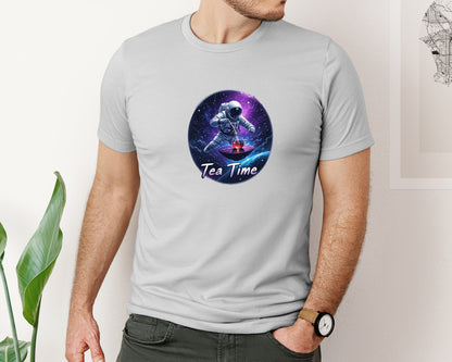 brand:Bella Canvas|color:Sports Grey / Athletic Heather|Astronaut Tea Time In Space T Shirt Graphic T-Shirt