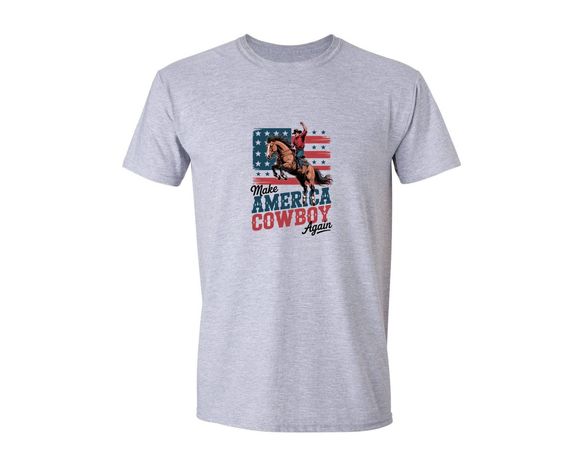brand:Generic|color:Sports Grey / Athletic Heather|Make America Cowboy Again 6 Graphic T-Shirt