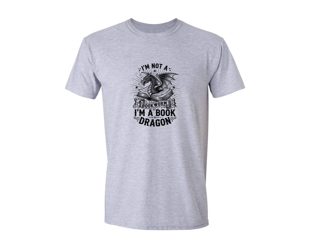 brand:Generic|color:Sports Grey / Athletic Heather|Im Not A Bookworm Im A Book Dragon Graphic T-Shirt