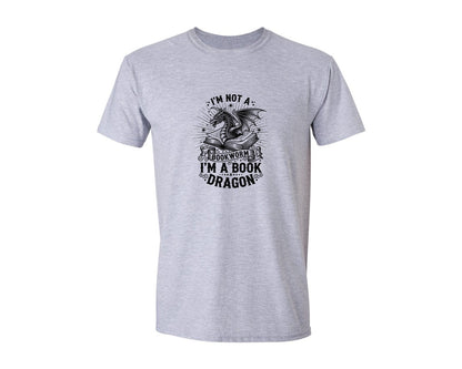 brand:Generic|color:Sports Grey / Athletic Heather|Im Not A Bookworm Im A Book Dragon Graphic T-Shirt