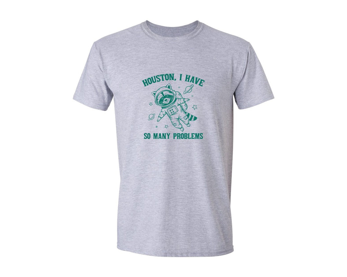 brand:Generic|color:Sports Grey / Athletic Heather|Raccoon In Space Vintage Raccoon Saying Graphic T-Shirt