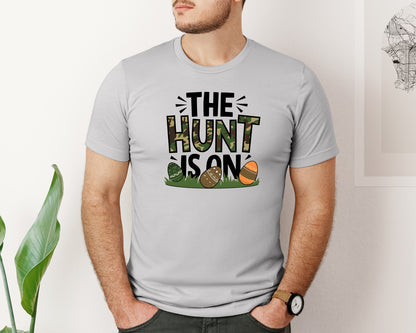 brand:Bella Canvas|color:Sports Grey / Athletic Heather|The Hunt Is On Camo Easter Egg Camo Graphic T-Shirt