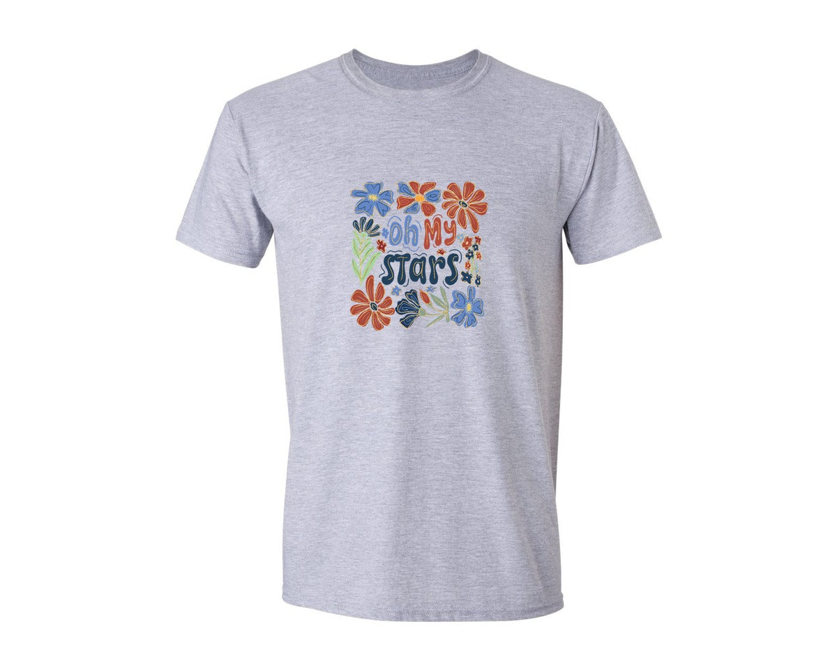 brand:Generic|color:Sports Grey / Athletic Heather|Floral 4Th Of July Oh My Stars Graphic T-Shirt