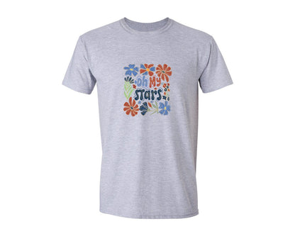 brand:Generic|color:Sports Grey / Athletic Heather|Floral 4Th Of July Oh My Stars Graphic T-Shirt
