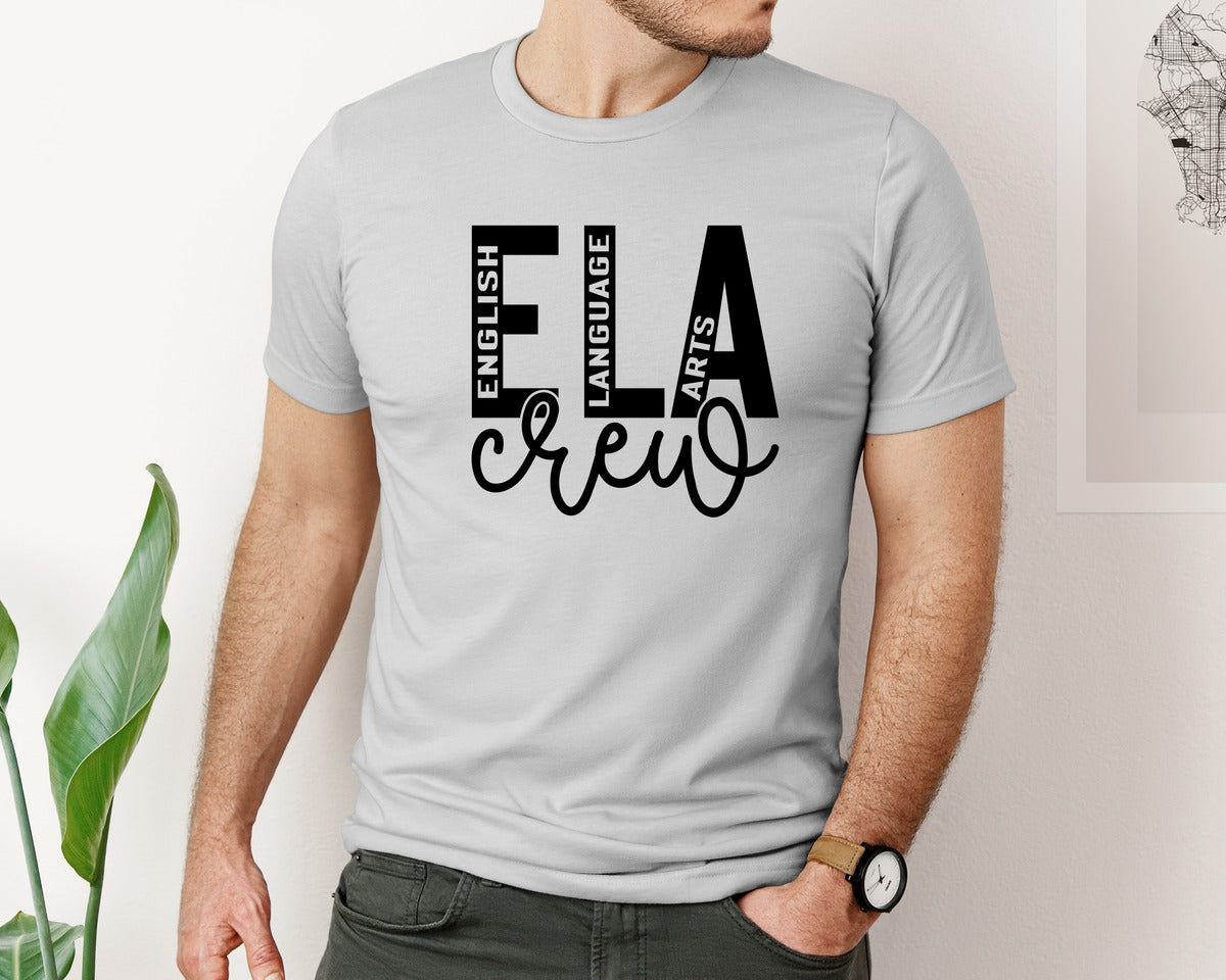 brand:Bella Canvas|color:Sports Grey / Athletic Heather|Ela Crew English Teacher Graphic T-Shirt