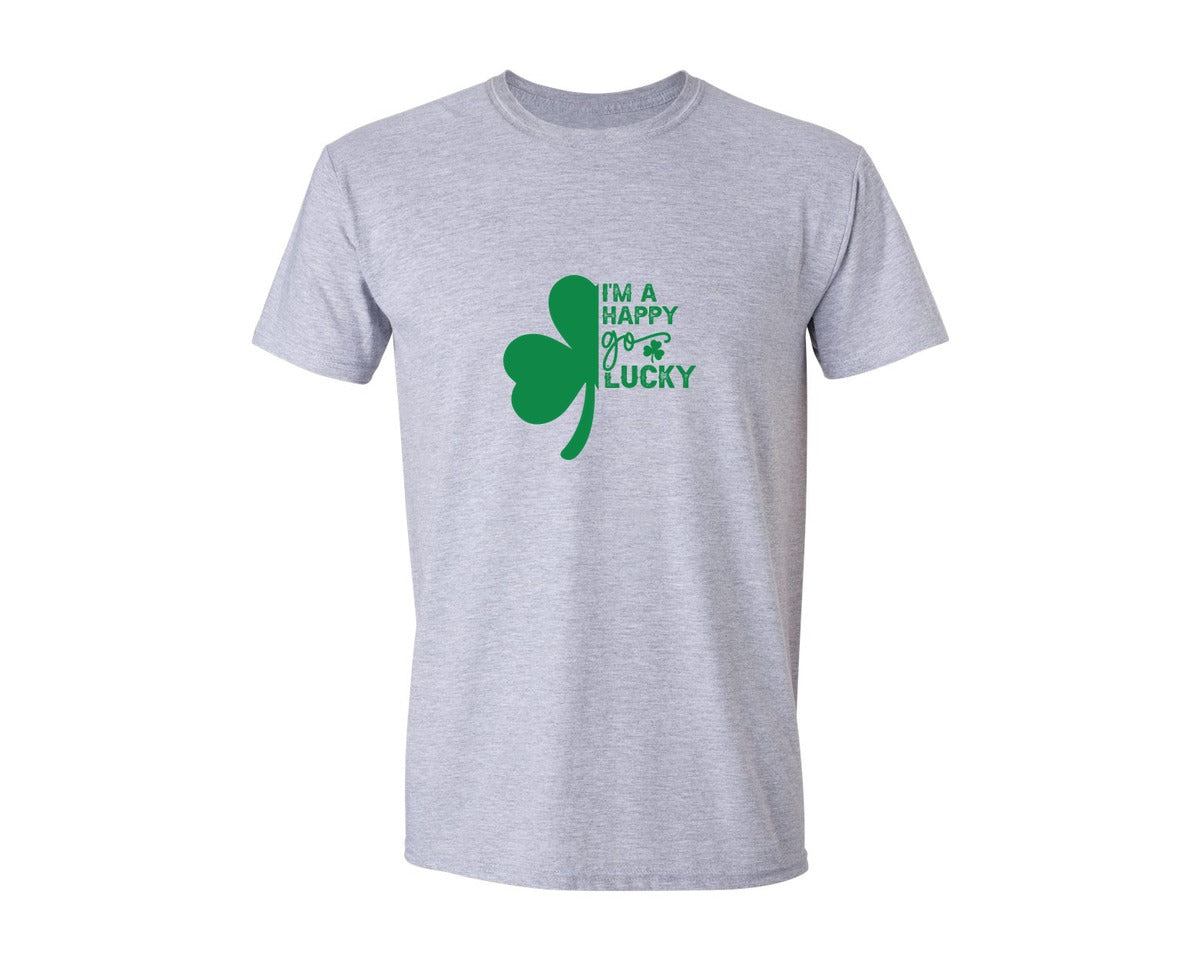 brand:Generic|color:Sports Grey / Athletic Heather|Im Happy Go Lucky Funny Saint Graphic T-Shirt