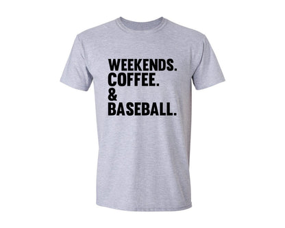 brand:Generic|color:Sports Grey / Athletic Heather|Weekends Coffee Baseball Tshirt Design Graphic T-Shirt