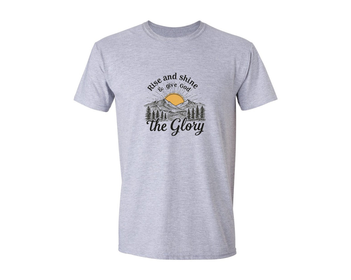 brand:Generic|color:Sports Grey / Athletic Heather|Rise And Shine Give God The Glory Christ Graphic T-Shirt