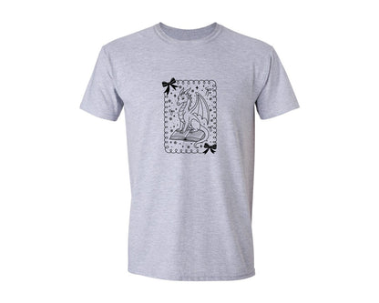 brand:Generic|color:Sports Grey / Athletic Heather|Book Dragon Book Lover Design Graphic T-Shirt