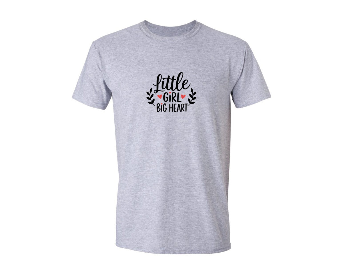 brand:Generic|color:Sports Grey / Athletic Heather|Little Girl Big Heart Valentine Graphic T-Shirt