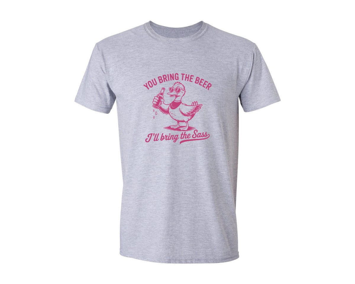 brand:Generic|color:Sports Grey / Athletic Heather|You Bring The Beer Ill Bring The Sass Graphic T-Shirt