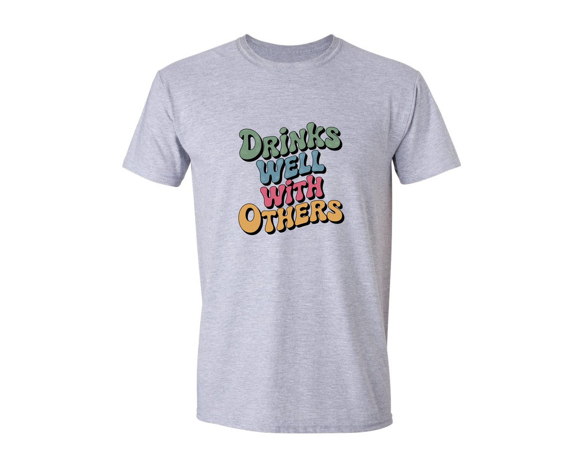brand:Generic|color:Sports Grey / Athletic Heather|Drinks Well With Others Summer Graphic T-Shirt