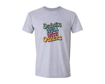 brand:Generic|color:Sports Grey / Athletic Heather|Drinks Well With Others Summer Graphic T-Shirt