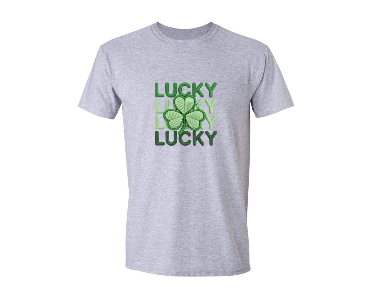 brand:Generic|color:Sports Grey / Athletic Heather|Lucky St Patricks Day Shamrock 3 Graphic T-Shirt