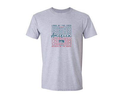 brand:Generic|color:Sports Grey / Athletic Heather|4Th Of July America Land Of The Free 3 Graphic T-Shirt