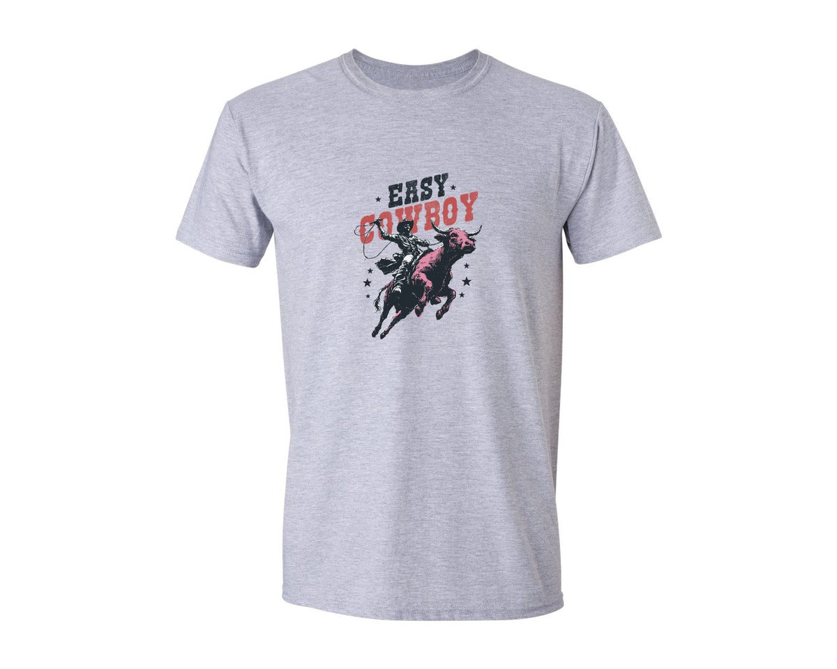 brand:Generic|color:Sports Grey / Athletic Heather|Easy Cowboy Western Rodeo Shirt Graphic T-Shirt