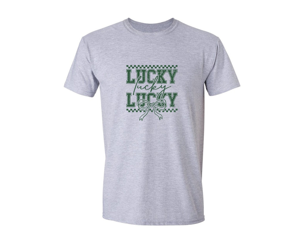 brand:Generic|color:Sports Grey / Athletic Heather|Lucky St Patricks Day Coquette 4 Graphic T-Shirt