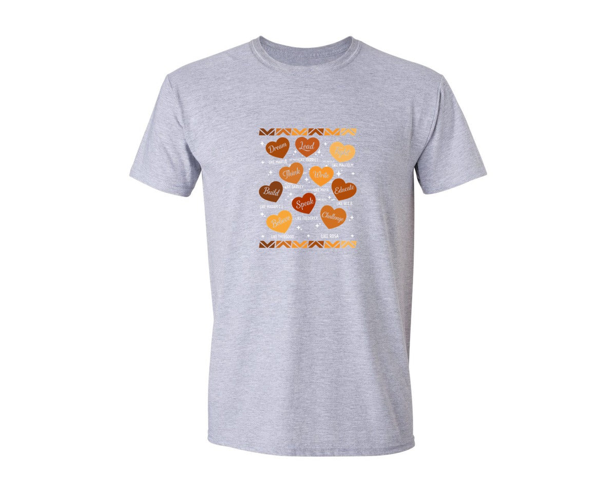 brand:Generic|color:Sports Grey / Athletic Heather|Dream Lead Black History Month T Shirt Graphic T-Shirt