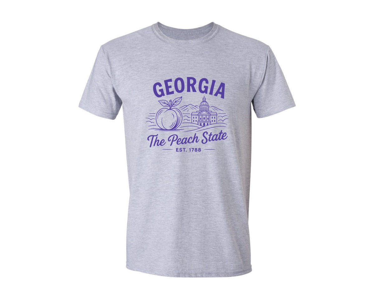 brand:Generic|color:Sports Grey / Athletic Heather|Georgia The Peach State 3 Graphic T-Shirt