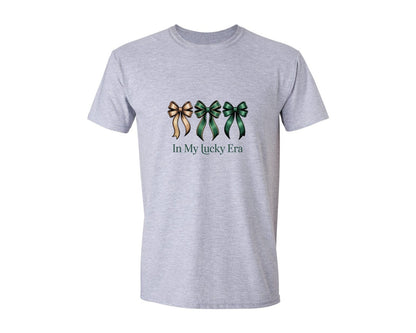 brand:Generic|color:Sports Grey / Athletic Heather|In My Lucky Era Glitter Shamrock Graphic T-Shirt