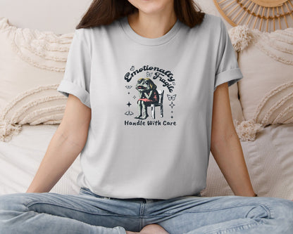 brand:Bella Canvas|color:Sports Grey / Athletic Heather|Frog Woman With Tears Emotionally Shirt Graphic T-Shirt