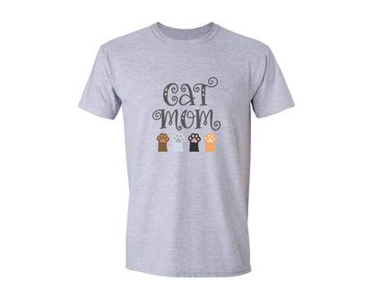 brand:Generic|color:Sports Grey / Athletic Heather|Cat Mom Cute Crazy Cat Lady Quote 2 Graphic T-Shirt