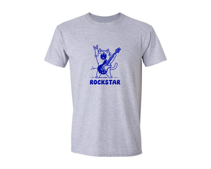 brand:Generic|color:Sports Grey / Athletic Heather|Rockstar Cat Cool Guitar Cat Graphic T-Shirt