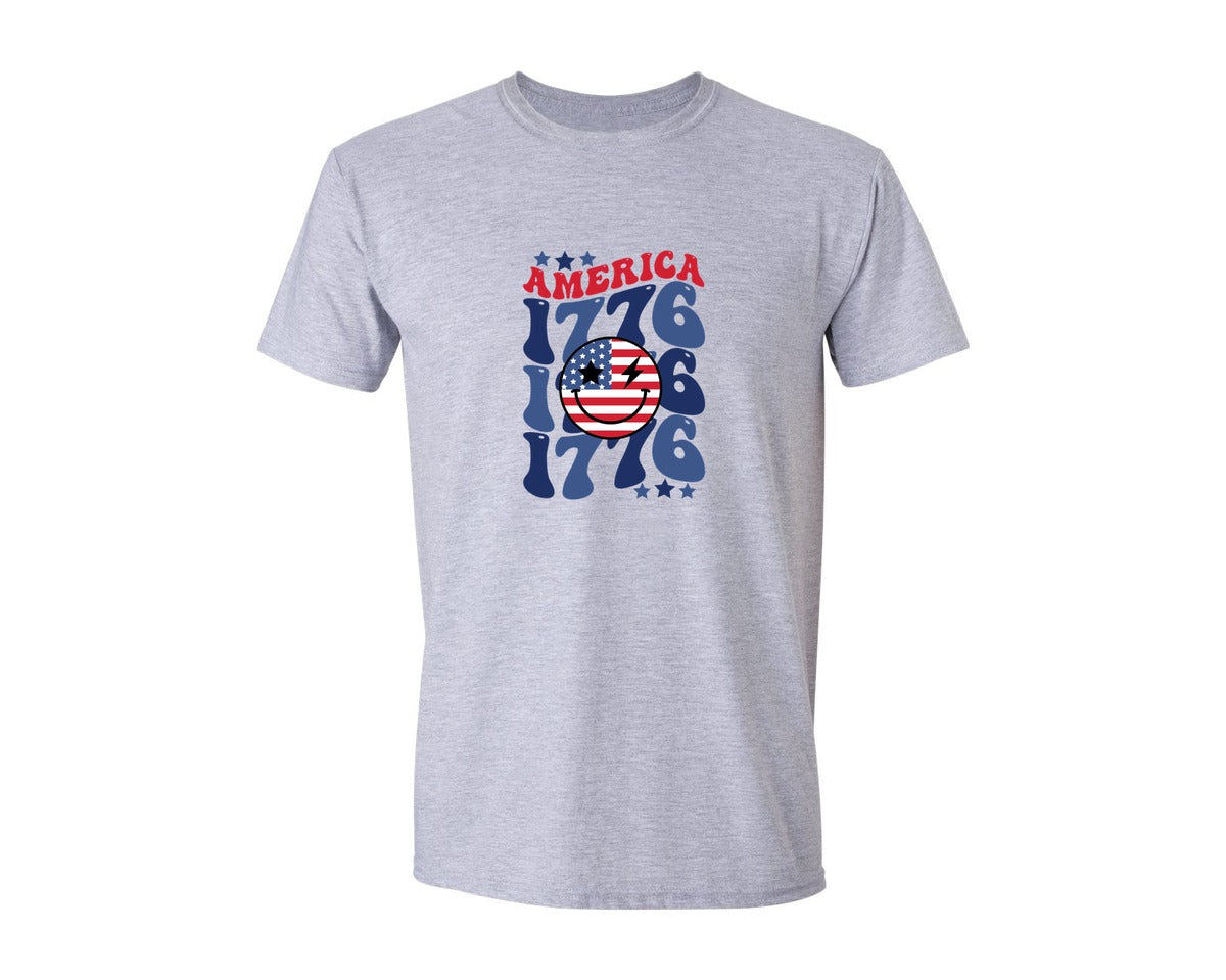 brand:Generic|color:Sports Grey / Athletic Heather|America 1776 Retro 4Th Of July Graphic T-Shirt