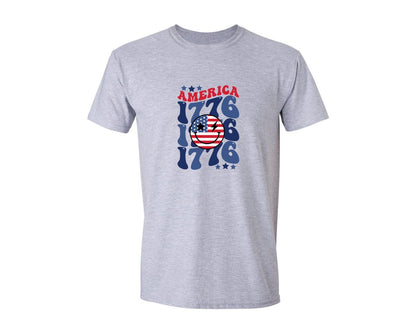 brand:Generic|color:Sports Grey / Athletic Heather|America 1776 Retro 4Th Of July Graphic T-Shirt