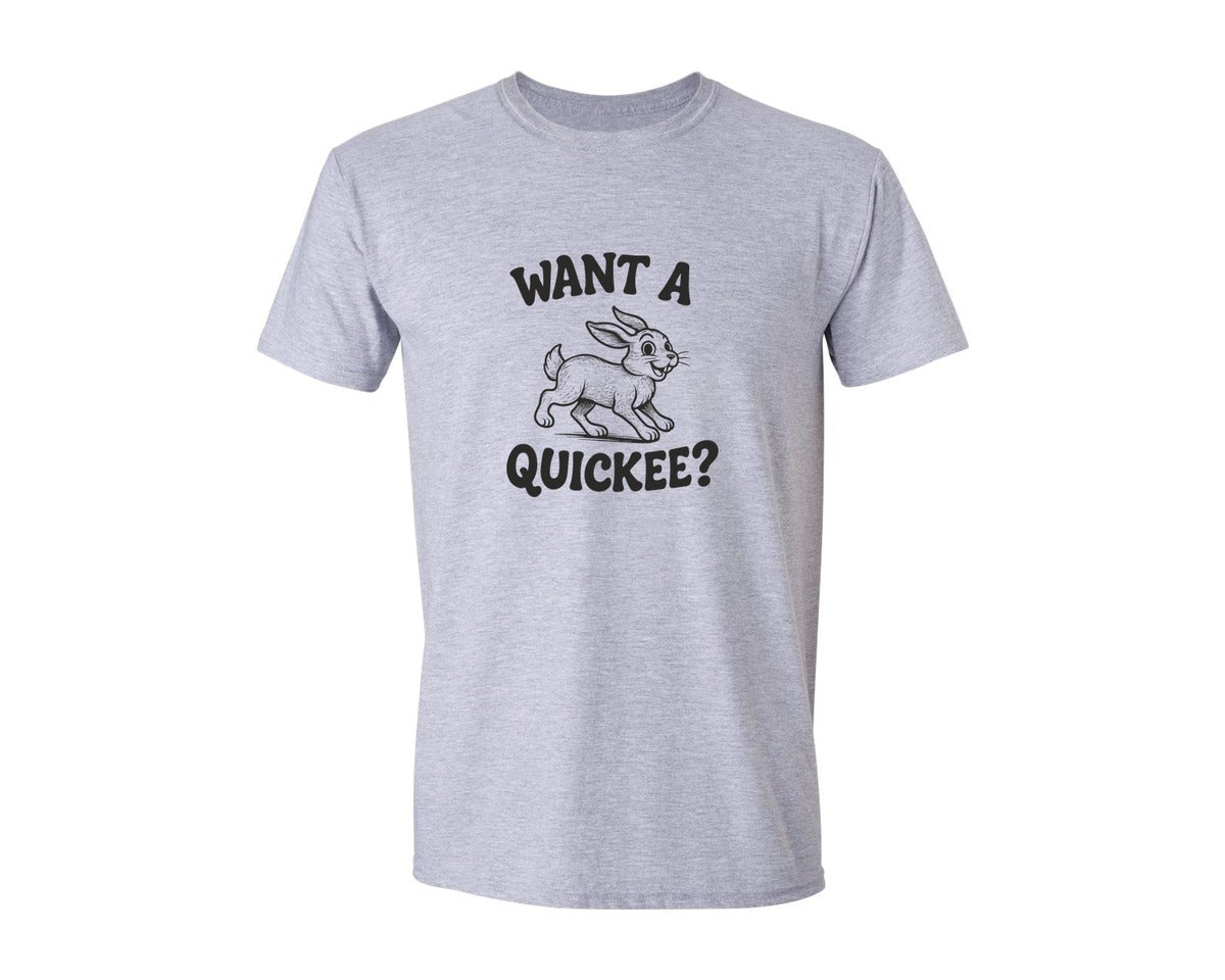 brand:Generic|color:Sports Grey / Athletic Heather|Want A Quickee Bunny Rabbit Adult Humor Graphic T-Shirt