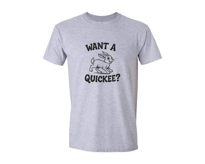 brand:Generic|color:Sports Grey / Athletic Heather|Want A Quickee Bunny Rabbit Adult Humor Graphic T-Shirt