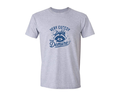 brand:Generic|color:Sports Grey / Athletic Heather|Very Cutesy Very Demure Raccoon T Shirt Graphic T-Shirt