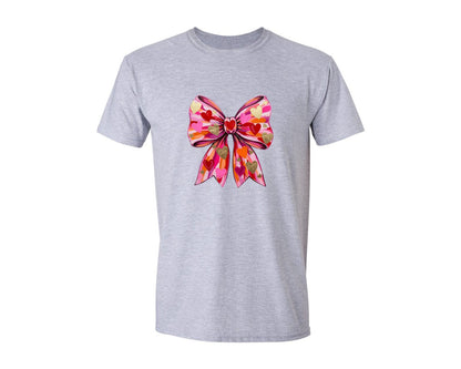 brand:Generic|color:Sports Grey / Athletic Heather|Valentines Day Coquette Bow 63 Graphic T-Shirt