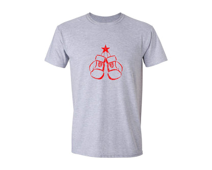 brand:Generic|color:Sports Grey / Athletic Heather|Red Boxing Gloves Star T Shirt Graphic T-Shirt