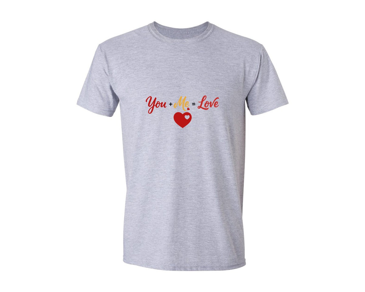 brand:Generic|color:Sports Grey / Athletic Heather|You Me Equals Love Typography Graphic T-Shirt