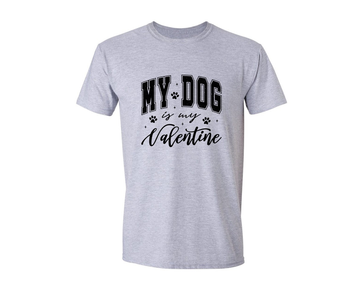 brand:Generic|color:Sports Grey / Athletic Heather|Dog My Dog Is My Valentine Graphic T-Shirt