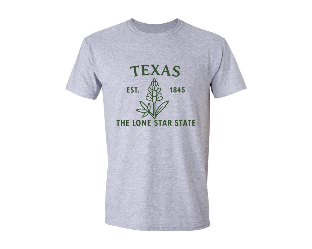 brand:Generic|color:Sports Grey / Athletic Heather|Texas State Flower Graphic T-Shirt