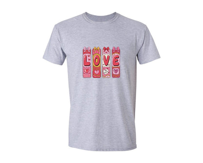 brand:Generic|color:Sports Grey / Athletic Heather|Preppy Valentines Love Love Graphic T-Shirt