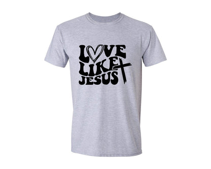 brand:Generic|color:Sports Grey / Athletic Heather|Love Like Jesus Wavy 2 Graphic T-Shirt
