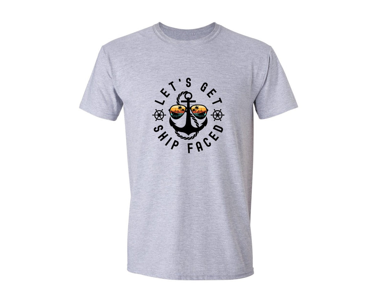 brand:Generic|color:Sports Grey / Athletic Heather|Lets Get Ship Faced Shipfaced Cruise Graphic T-Shirt